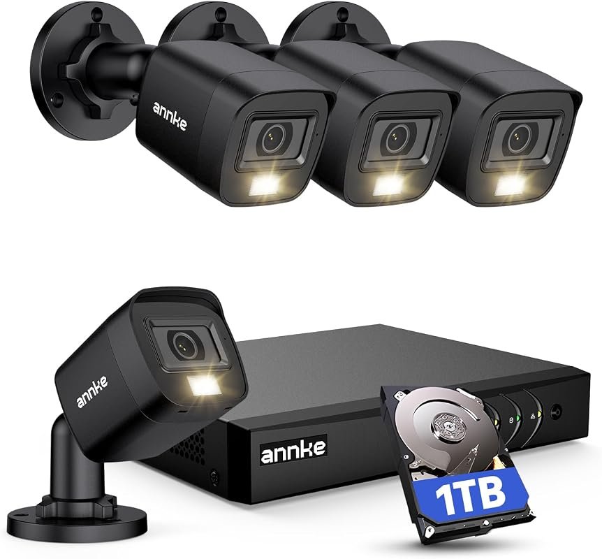 ANNKE 8CH H.265+ 3K Lite Wired Security Camera System,4X 2MP Cam, 1TB 