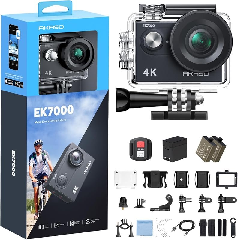 AKASO EK7000 4K Camera with 30FPS, 20MP sensor, EIS, 131‑Foot waterpro
