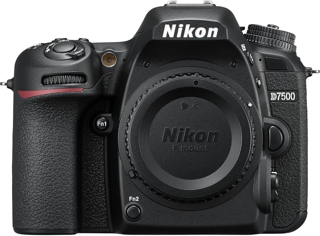 Nikon D7500 DX-format DSLR body with 20.9MP sensor, EXPEED 5, 4K video