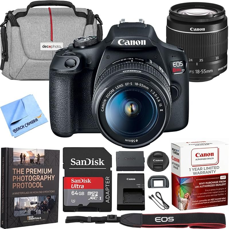 Canon EOS Rebel T7 DSLR with EF‑S 18‑55mm f/3.5‑5.6 II Lens Bundle, 24