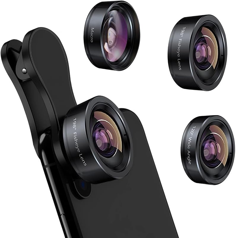 KEYWING 3in1 Phone Camera Lens Kit – Fisheye, Wide‑Angle, and Macro Le