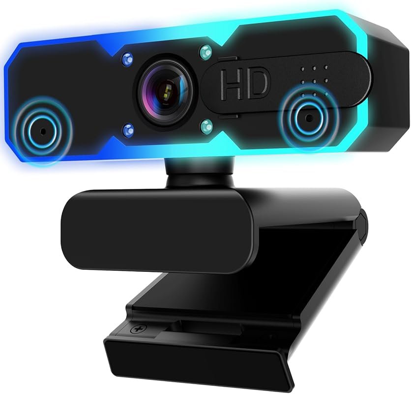 NBPOWER 1080p 60 FPS Webcam with Autofocus, Built‑in Microphone and RG