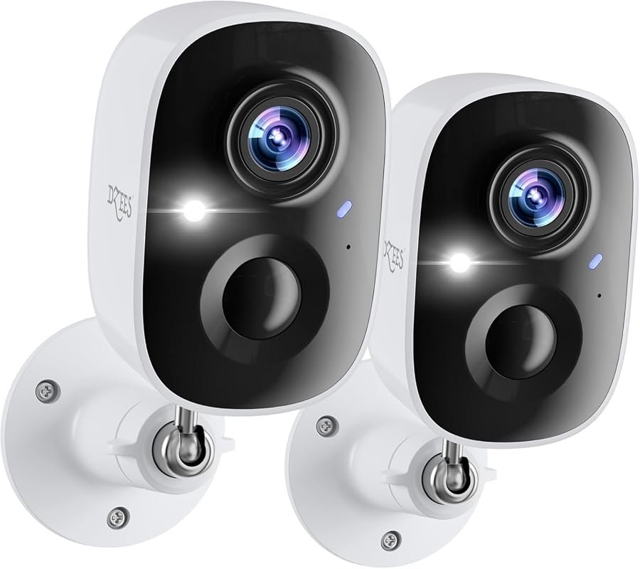 Dzees 2K Wireless Outdoor Security Camera 2‑Pack – Battery Powered, Wi