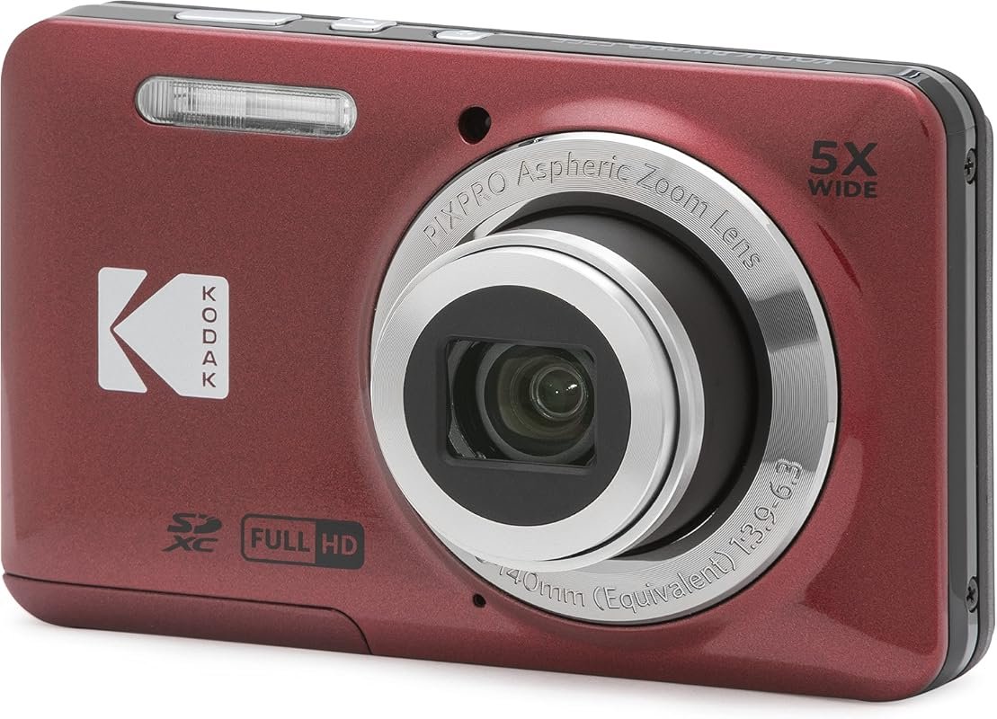 Kodak PIXPRO FZ55‑RD 16MP compact camera offering 5x optical zoom, 28m