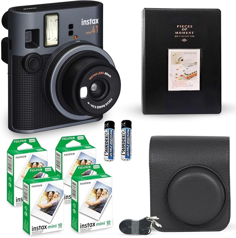 Fujifilm Instax Mini 41 Black Camera Bundle with 40‑Sheet Film, Shutte