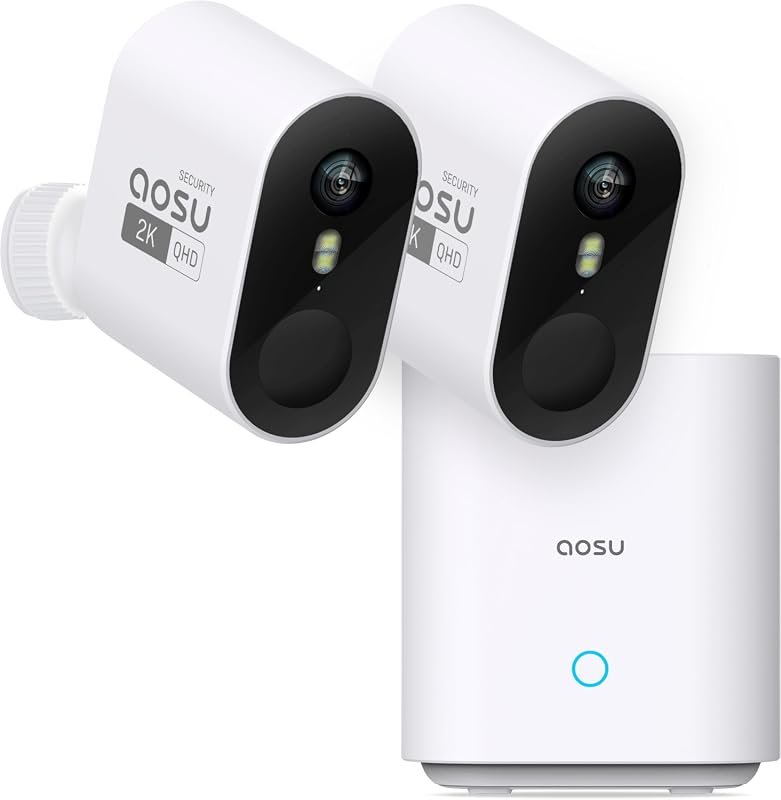 aosu 2K QHD Battery Wireless Outdoor Security Camera 2‑Cam Kit – Night