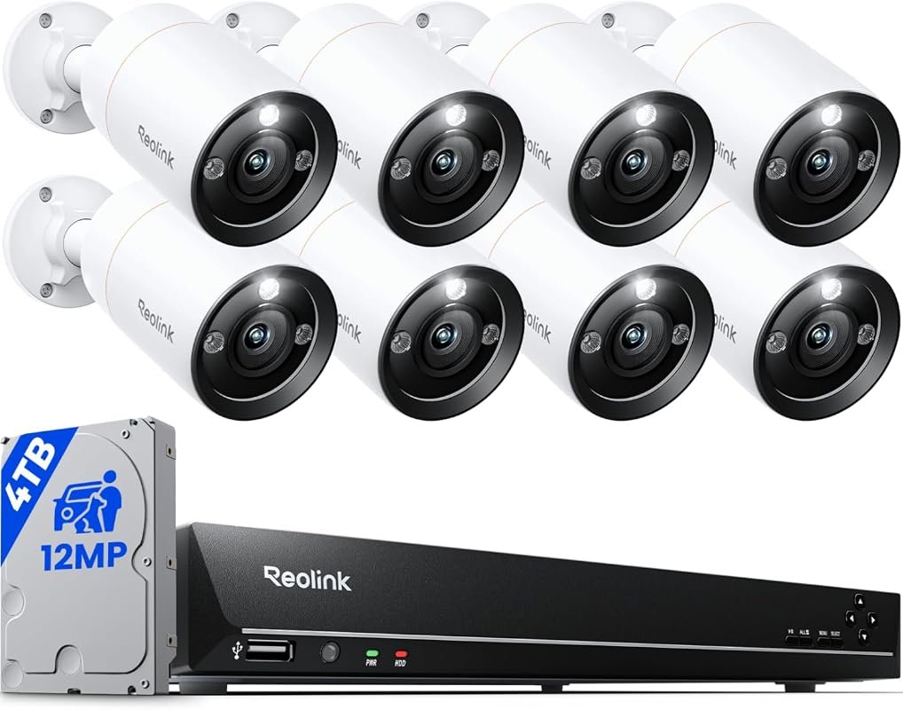 REOLINK 16‑Channel 12MP Bullet Security Camera System with 4TB HDD – M