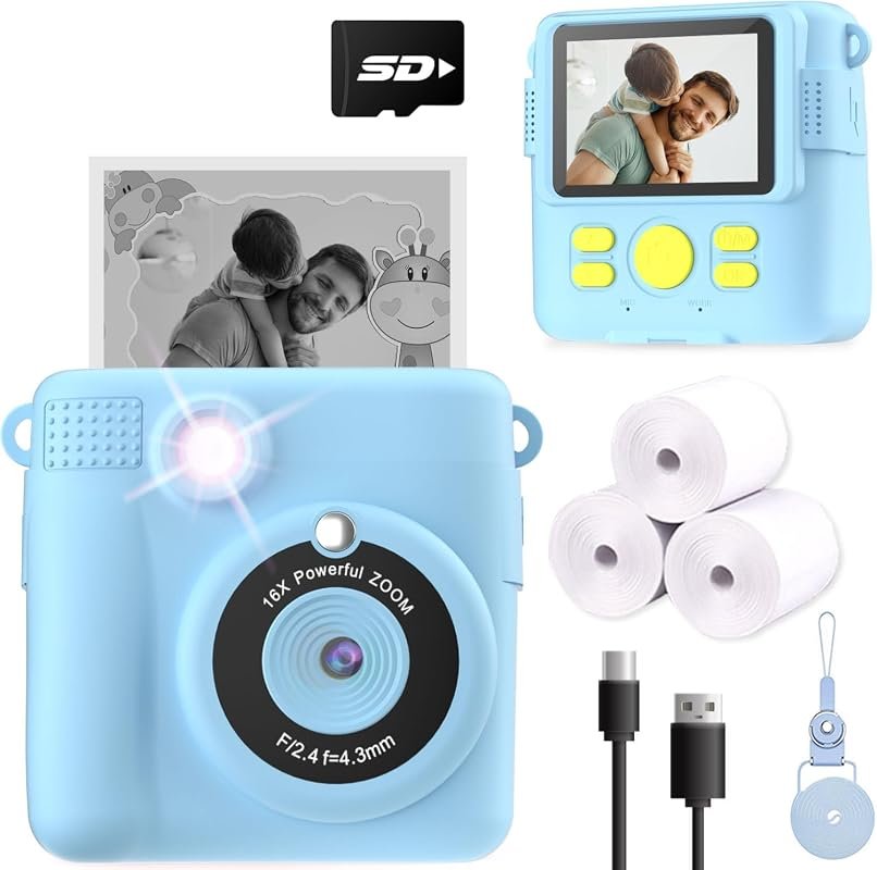 ESOXOFFORE Kids Instant Print Camera – 1080P Video, Built‑In Photo Pri