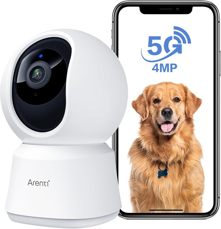 ArenTi P2Q 4MP Indoor Pet Camera – Wi‑Fi 6 5G Support, Free Mobile App