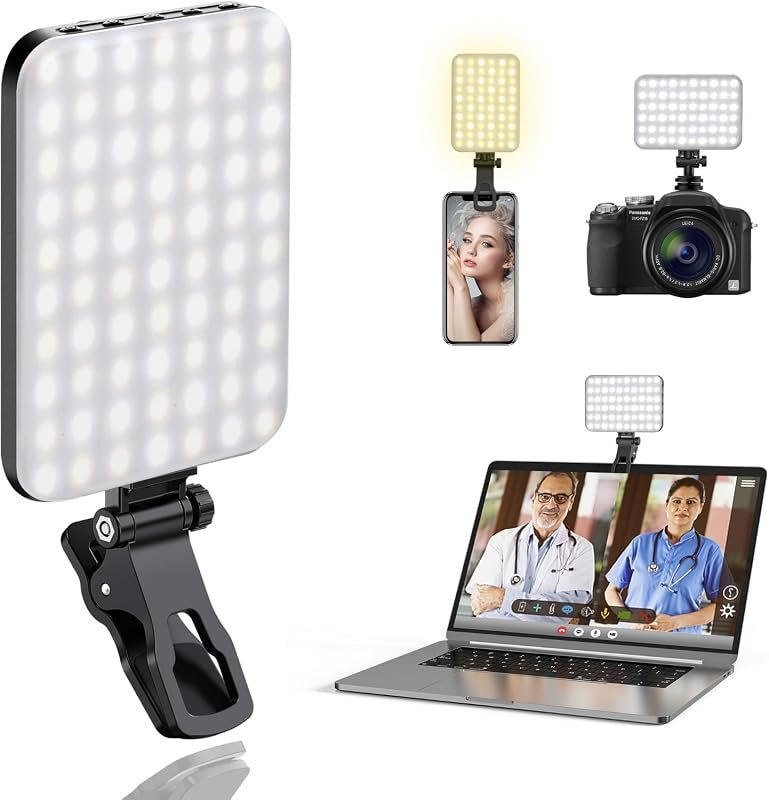 ALTSON 60 LED Portable Selfie Light – Clip Mount, Rechargeable 2200mAh