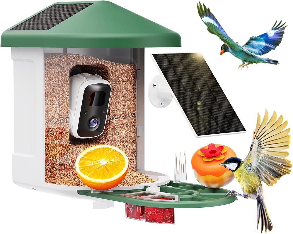HARYMOR Smart Bird Feeder with AI Species ID, Solar Power, 2L Capacity