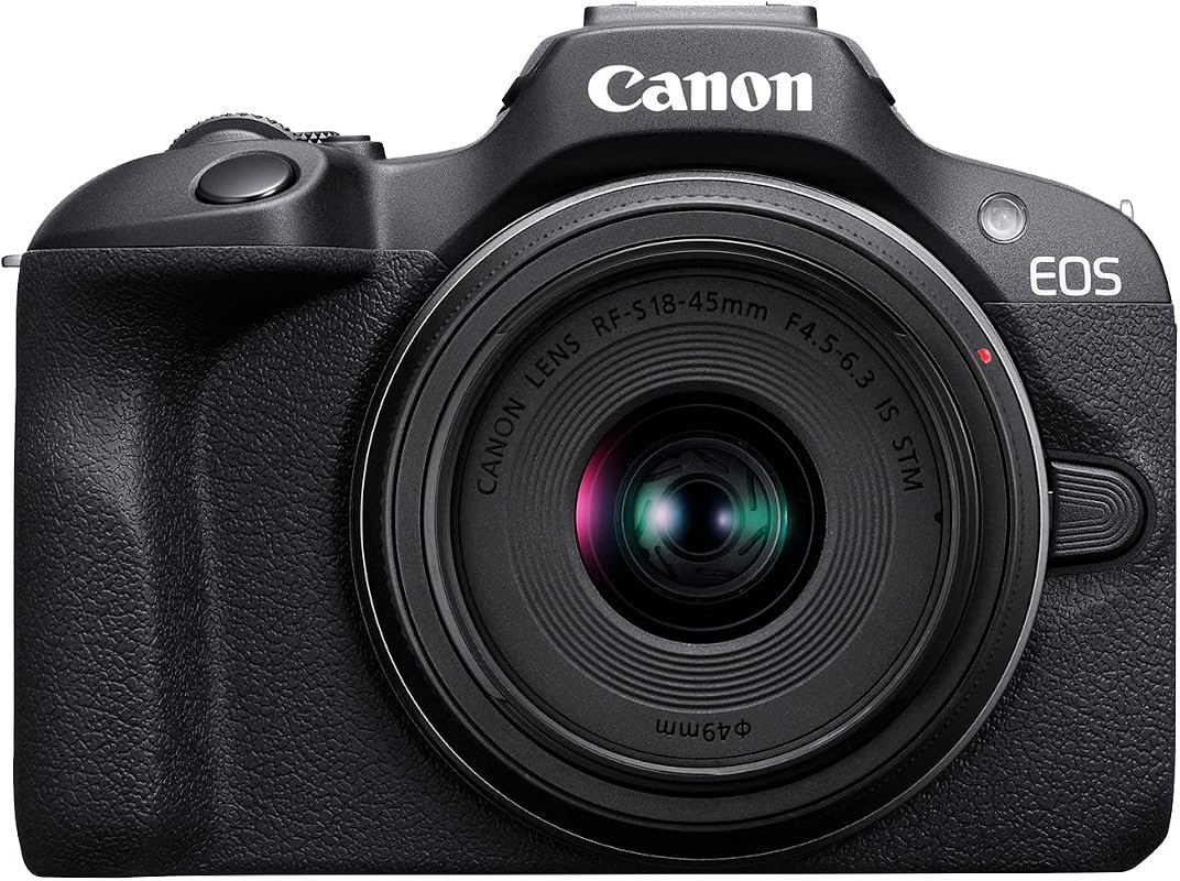 Canon EOS R100 with RF‑S 18‑45mm f/4.5‑6.3 STM kit – 24.1 MP sensor, 4