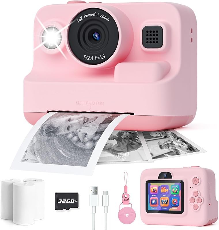 Dylanto Kids Instant Print Camera – 1080P Video, On‑The‑Go Photo Print