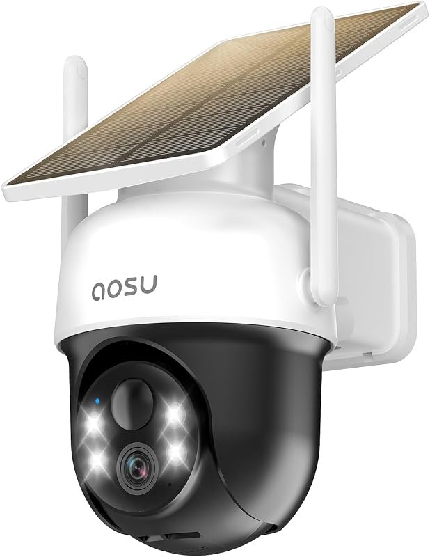 aosu Solar Outdoor Wireless Camera – Solar Panel, 1080p HD Video, Nigh