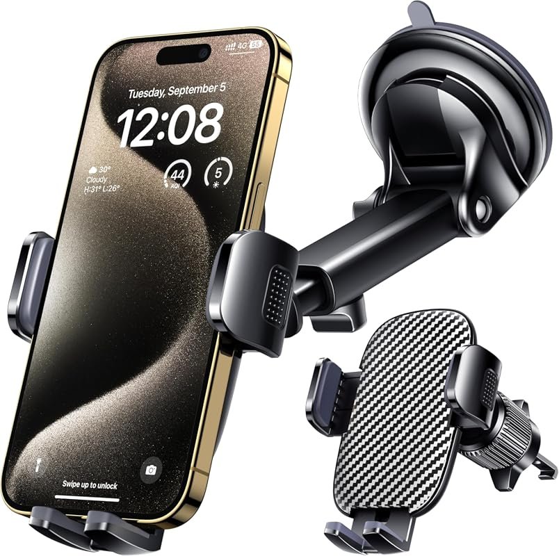 Qifutan Universal Car Phone Holder for Windshield, Dashboard or Air Ve