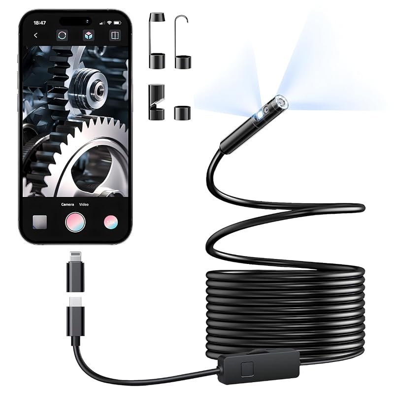 1920P HD Endoscope Camera with 9 LEDs, IP67 waterproof, 16.5ft snake c