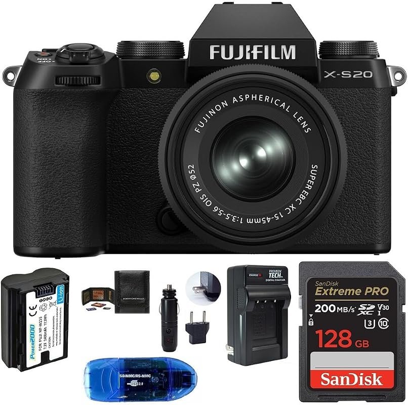 Fujifilm X‑S20 Camera with 15‑45mm Lens Bundle – Includes SanDisk 128G