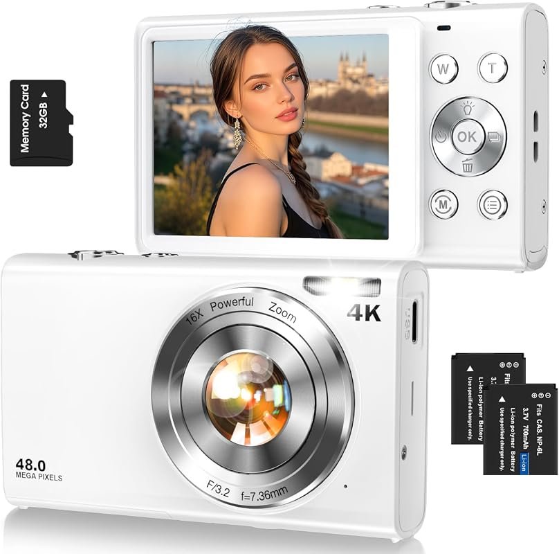 4K 48MP Autofocus Vlogging Camera with 32GB Card – Ideal for Photograp