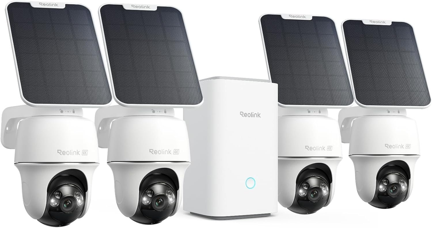 REOLINK Argus PT Ultra 4K Solar Security Camera 4‑Pack – Wireless Outd