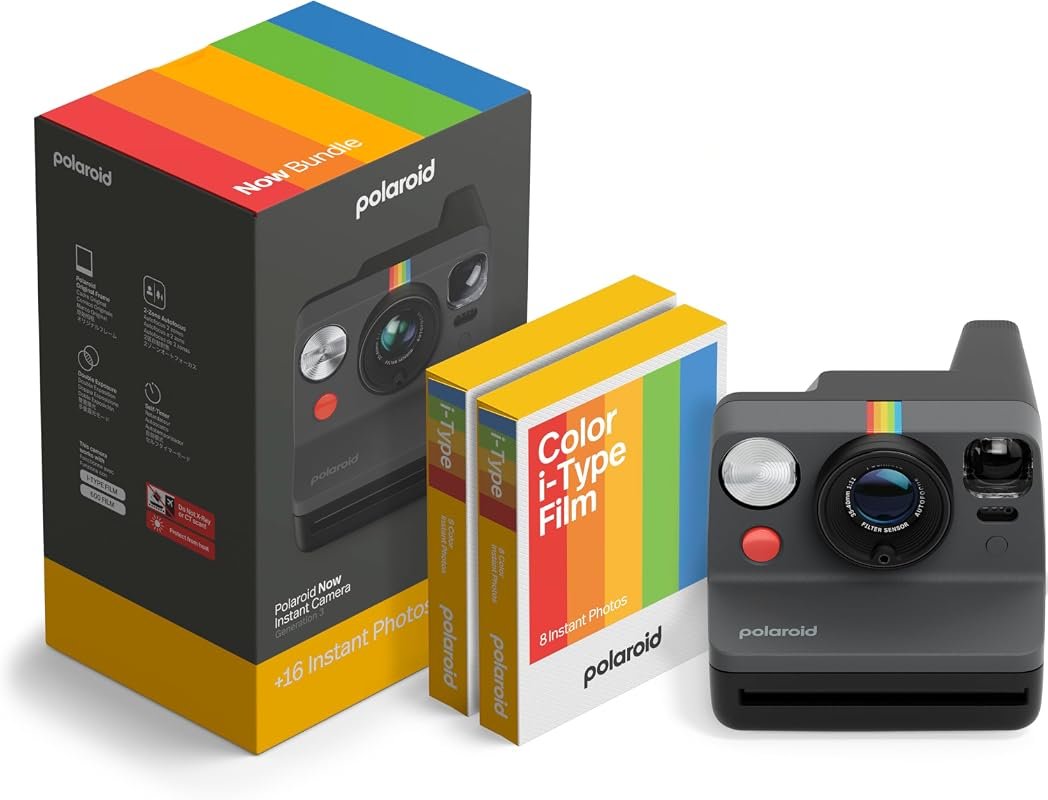 Polaroid Now 3rd Generation I-Type Instant Camera Black with 16 Color 