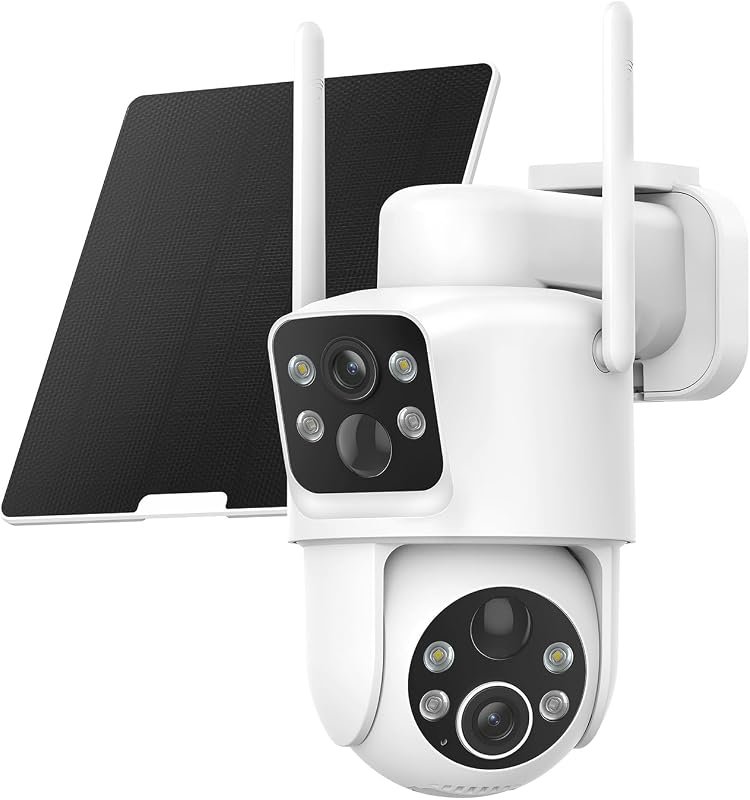 TKENPRO Dual‑Lens Solar Security Camera – 2K HD, 360° Pan/Tilt, Color 