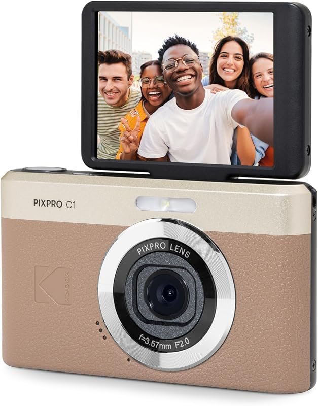 KODAK PIXPRO C1 13MP Compact Digital Camera with 26mm Fixed Lens, Brow