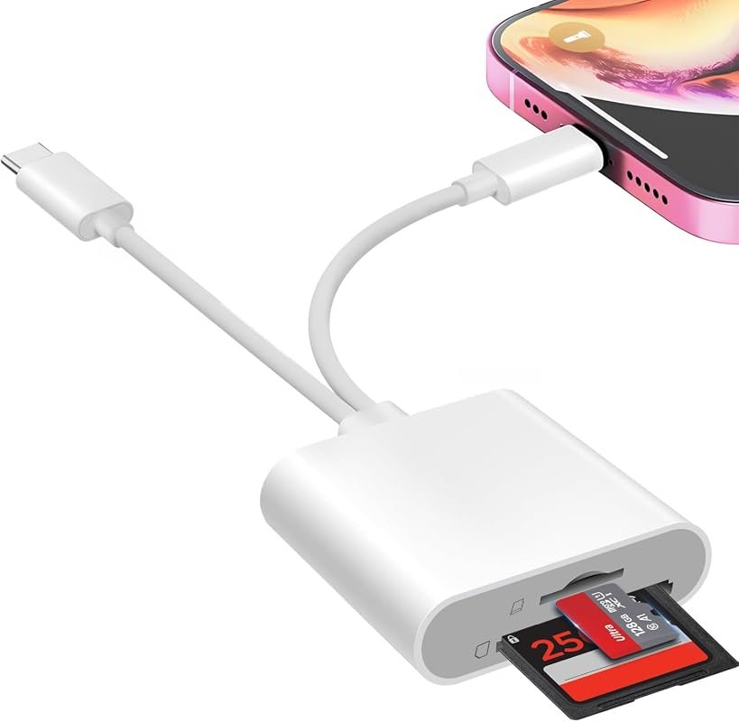 Dual‑Interface SD Card Reader for iPhone, iPad, USB‑C & Lightning – Pl