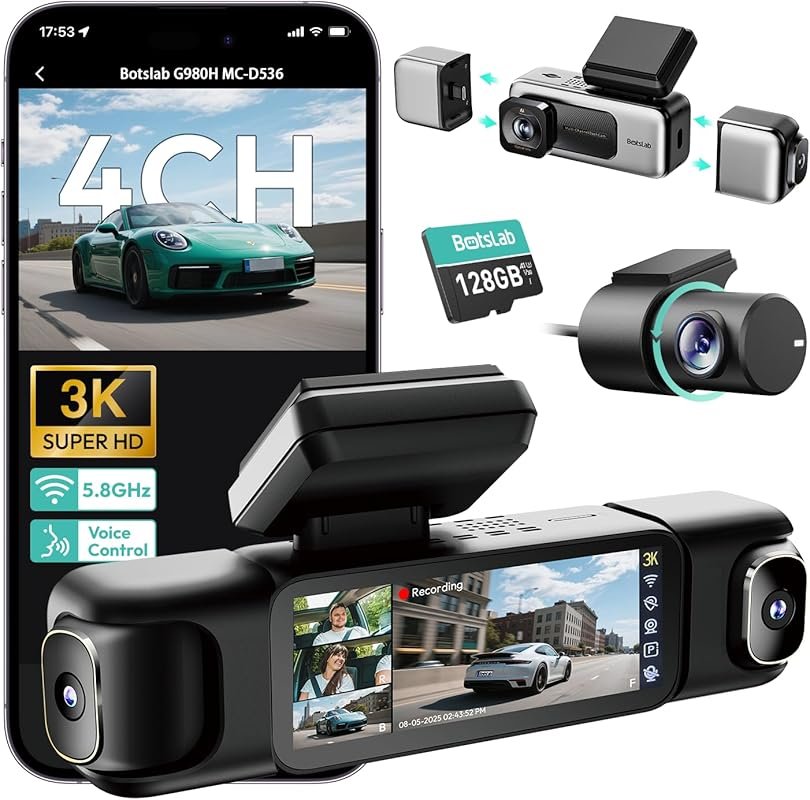 BOTSLAB 4‑Channel 360° Dash Cam