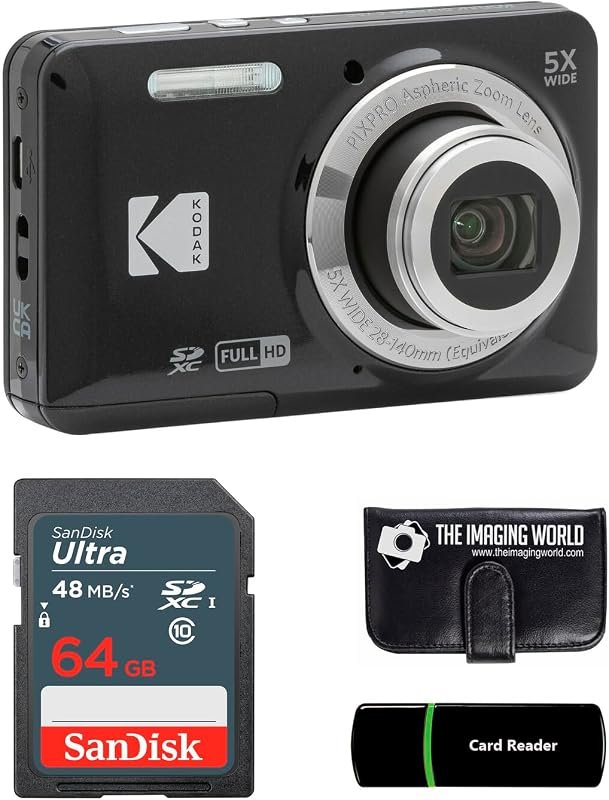 Kodak PIXPRO FZ55 16MP Camera with 5× Optical Zoom, 28mm Lens, 2.7" LC