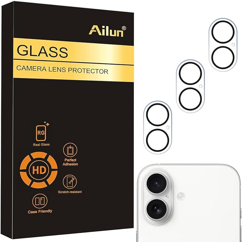 Ailun 3‑Pack Camera Lens Protector for iPhone 17 – tempered glass, scr