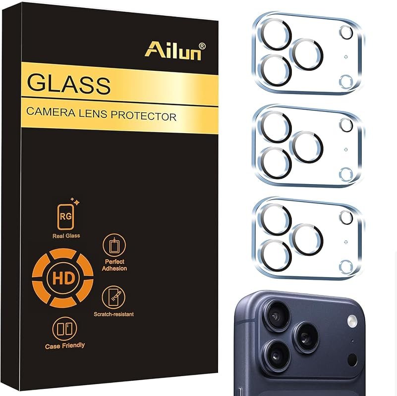 Ailun 3‑Pack Camera Lens Protector for iPhone 17 Pro – tempered glass,