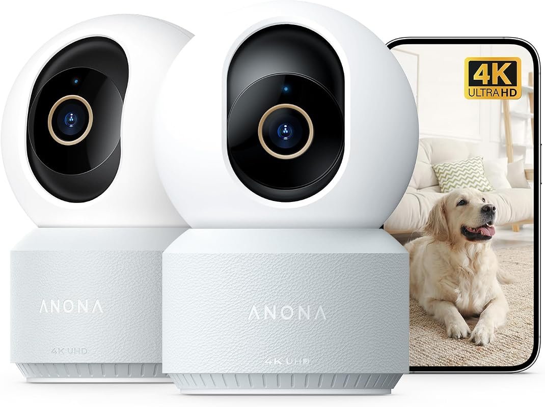 Anona 4K UHD Indoor Camera – 360° Pan‑Tilt, Wi‑Fi 6 Dual‑Band, Auto‑Tr