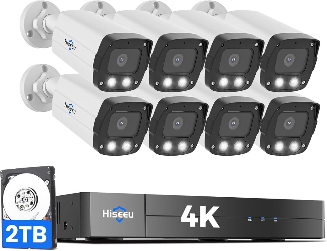 Hiseeu 8MP PoE Security Camera System featuring Eight IP Security Came