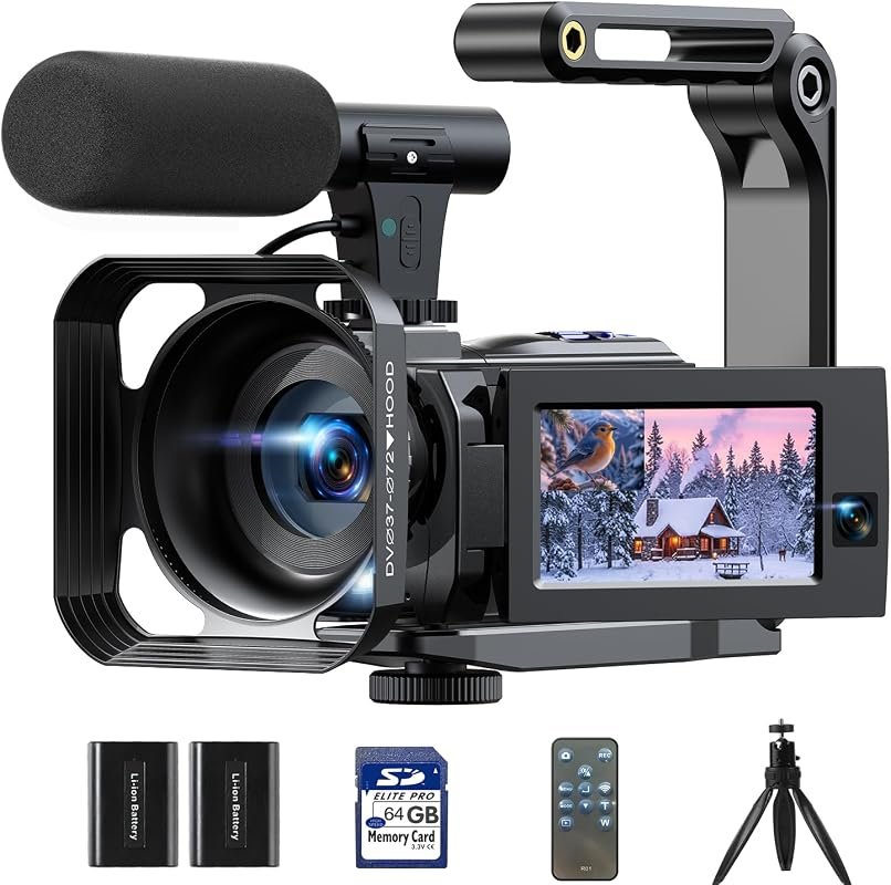 5K Camcorder – dual‑lens system with night‑vision mode and 3‑inch touc
