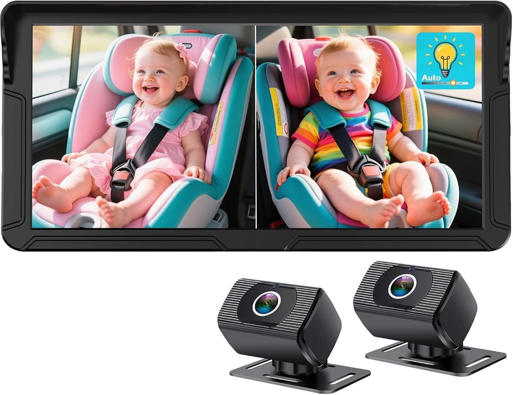 Rohent dual baby car camera supports two children with 6.9‑inch HD spl