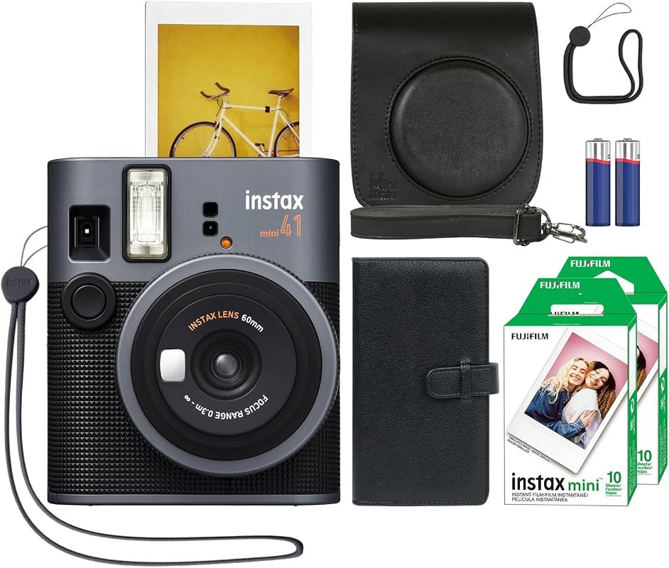 Fujifilm Instax Mini 41 Black Instant Film Camera with 20‑Pack Instax 