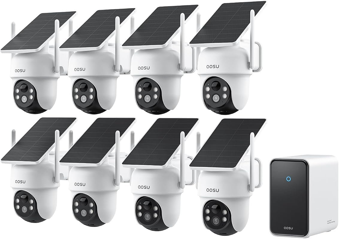 aosu D1 Classic 8‑camera wireless outdoor kit, solar powered, 1080p vi