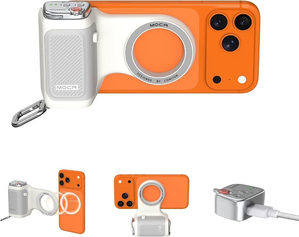 COMITOK MOCA Magnetic iPhone Camera Grip with Removable Remote, Built‑