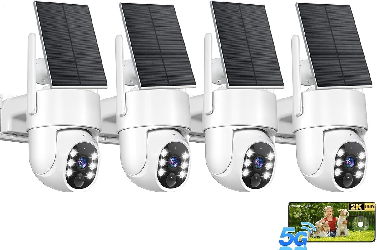 2K 4‑camera solar security system with AI detection, two‑way audio, co
