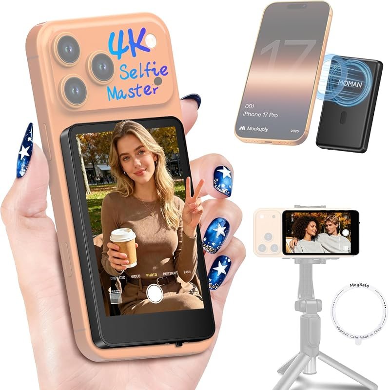 Moman Vlog Selfie Monitor for iPhone 7‑18 Series – 4K 60fps, P2P Wirel