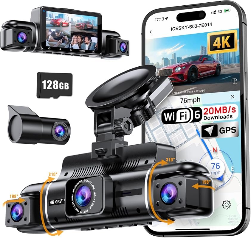 Icesky 4K Front and Rear Dash Cam