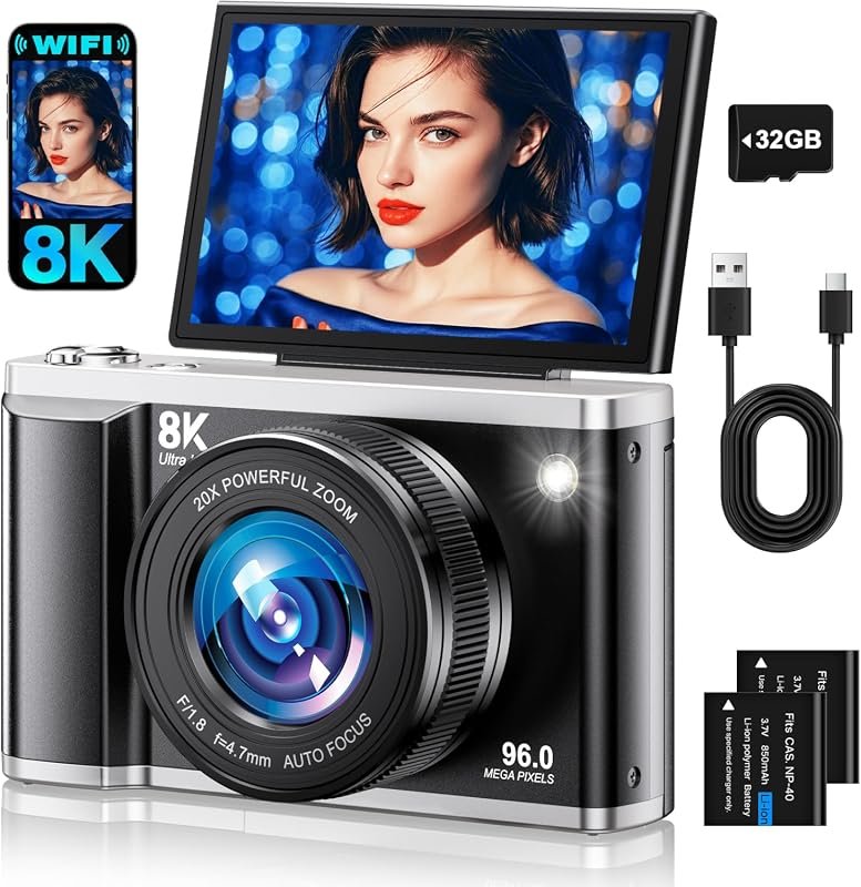 8K ProCam camera features 96 MP sensor, 20× zoom, Wi‑Fi, 180° flip scr