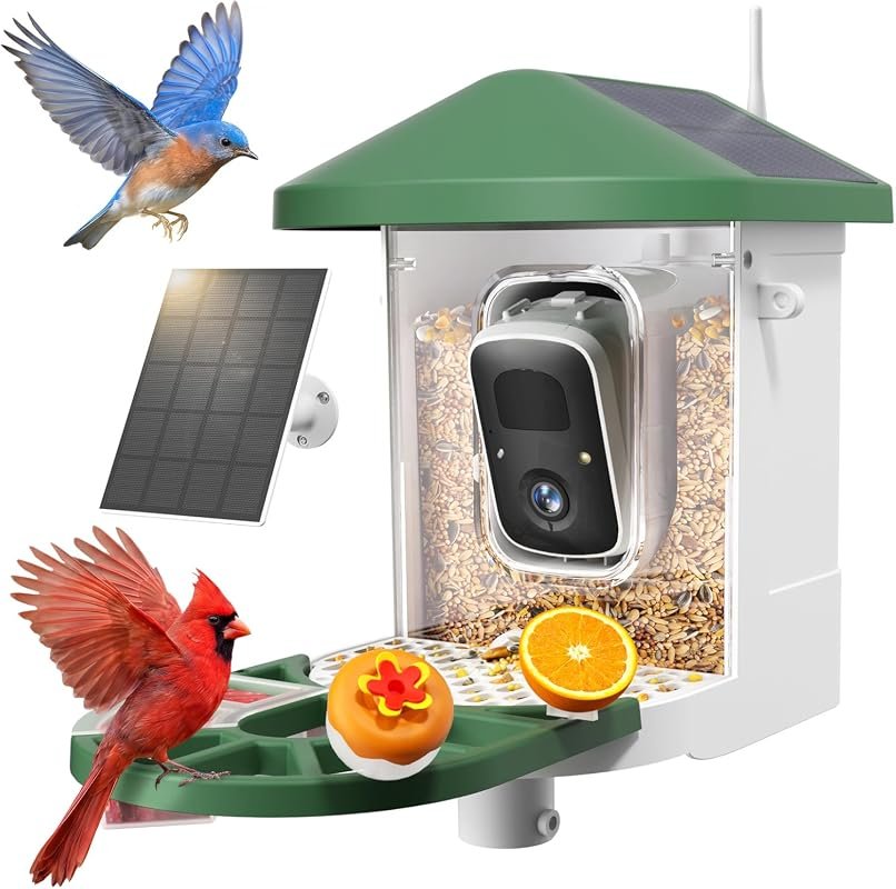 HARYMOR Smart Bird Feeder with Solar Power, 2K HD Video, AI Identifica