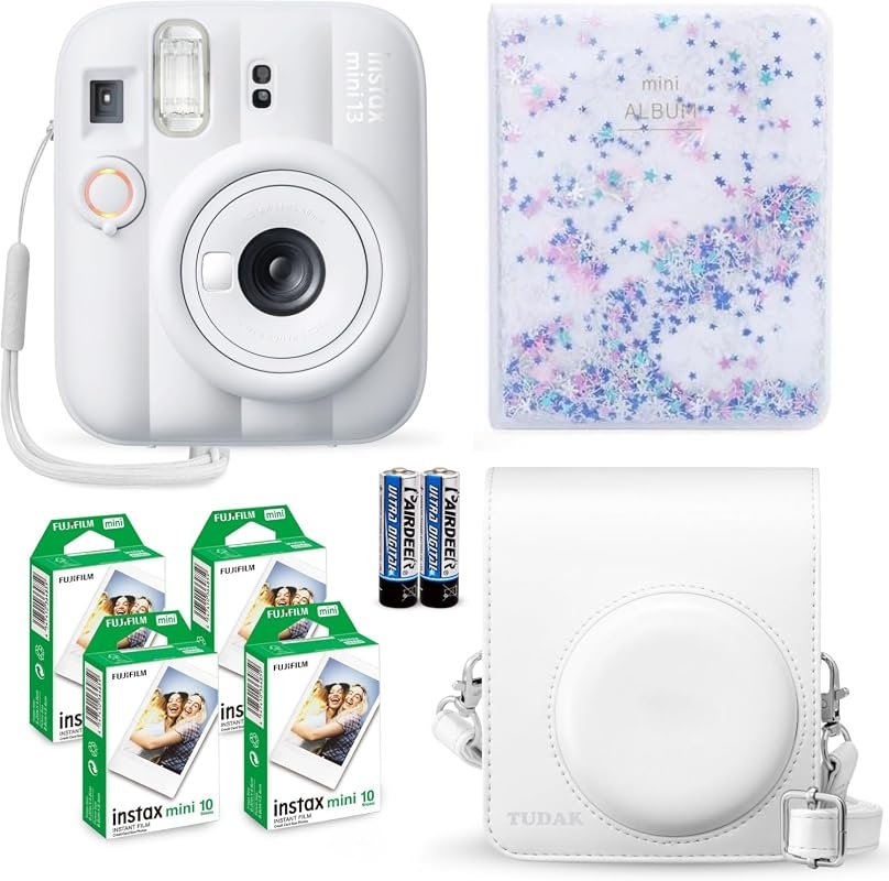 Fujifilm Instax Mini 13 Instant Camera – Clay White, 40‑sheet film pac