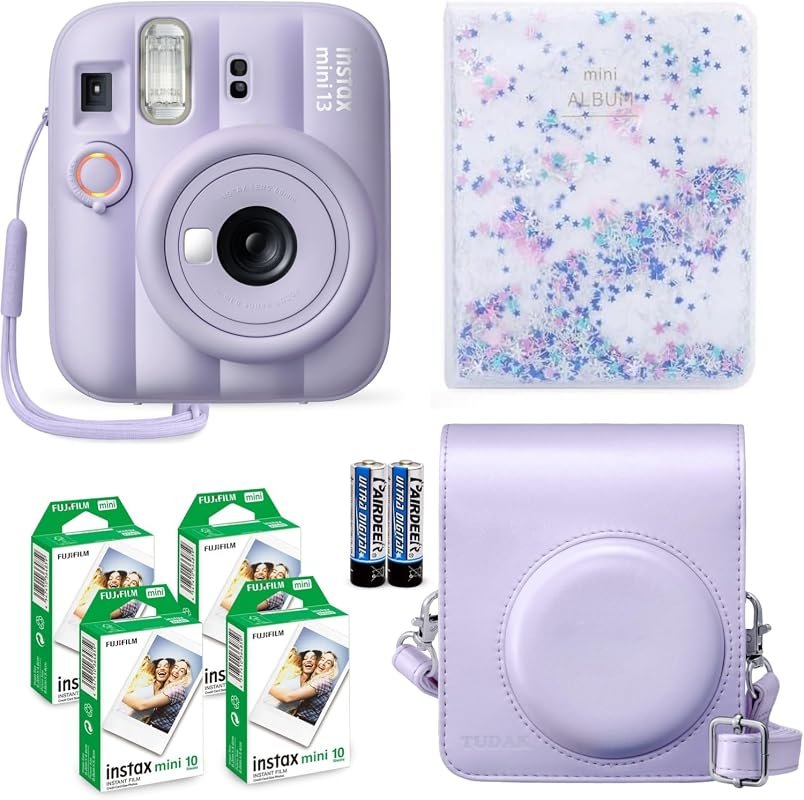 Fujifilm Instax Mini 13 Purple Camera Bundle with 40‑Sheet Film, Acces