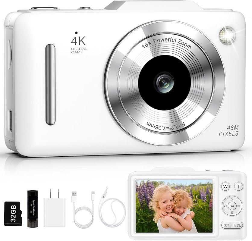 4K Autofocus Vlogging Camera with 48MP Sensor, 16x Zoom, Anti‑Shake, 3