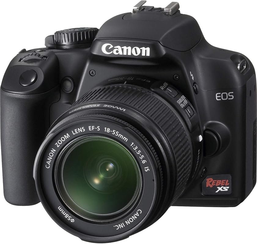 Canon Rebel XS DSLR Camera in black features EF‑S 18-55mm f/3.5-5.6 IS 