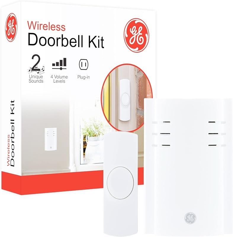 GE UltraPro Wireless Doorbell Kit – Plug‑In Receiver, Single Push‑Butt