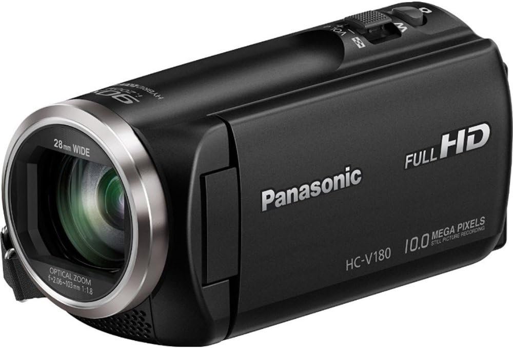 Panasonic HC‑V180K Full‑HD Camcorder with 50× Optical Zoom, 1/5.8‑inch