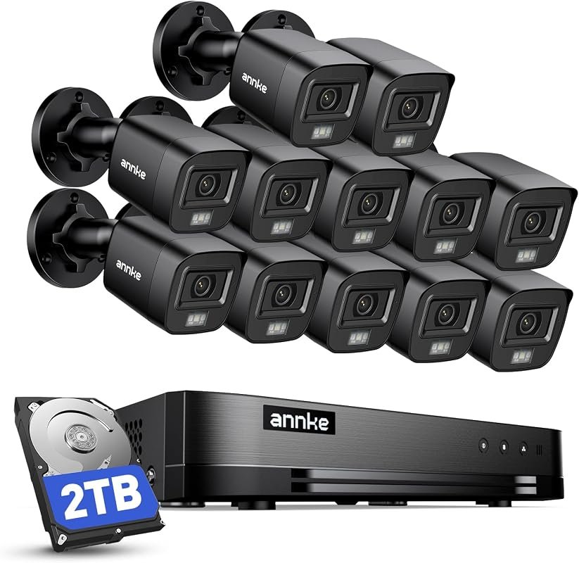 ANNKE 16-Channel Security Camera System with twelve 2MP outdoor camera